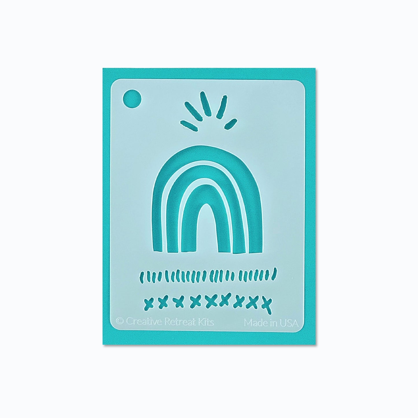 Stencil with rainbow design for scrapbooking and bible journaling.