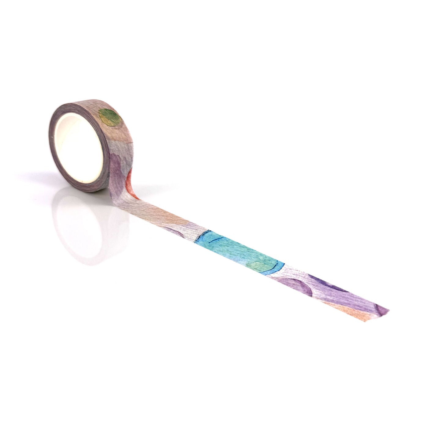 Colorful watercolor bubbles washi tape roll.