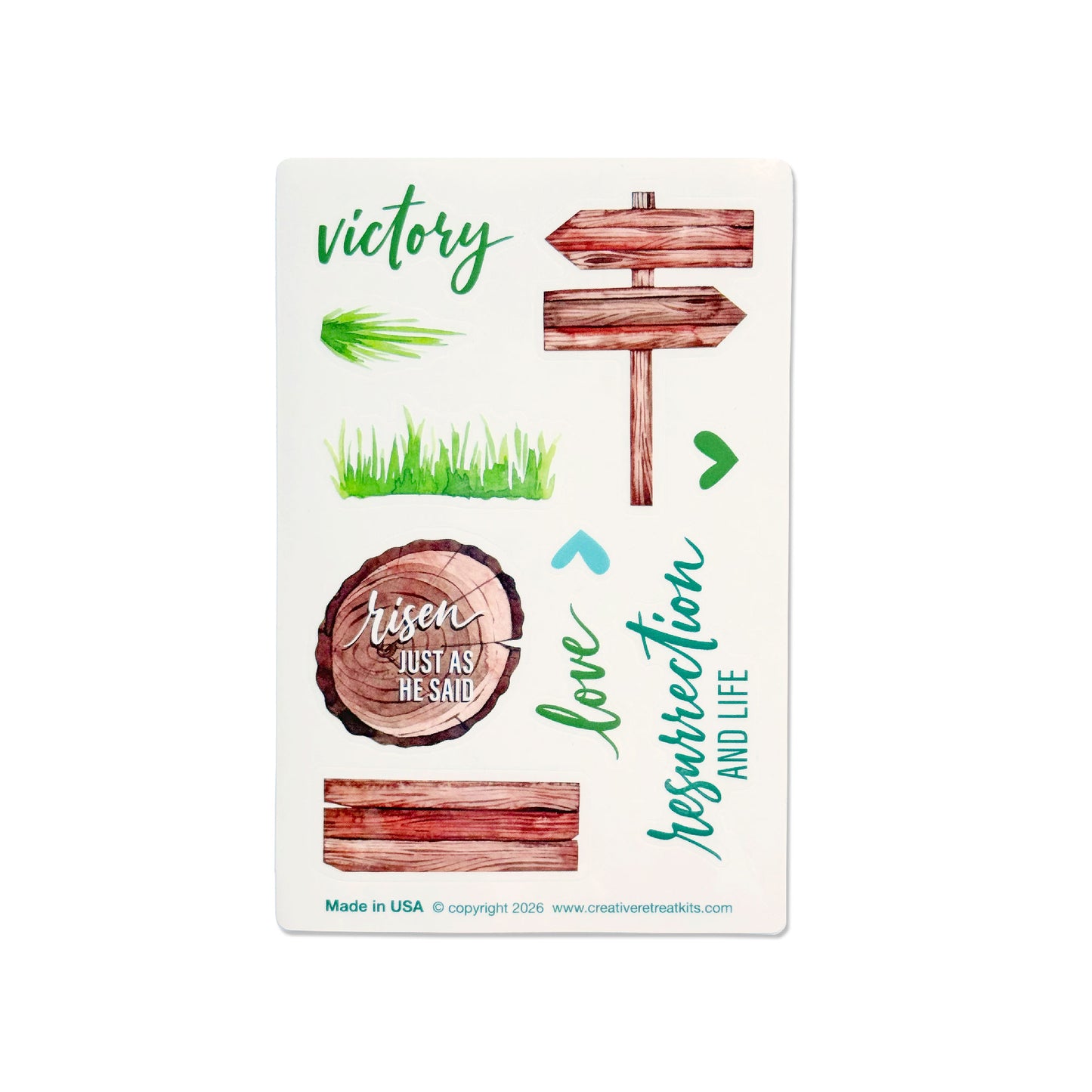 Clear stickers featuring wood elements and phrases about Easter for Bible journaling and scrapbooking.