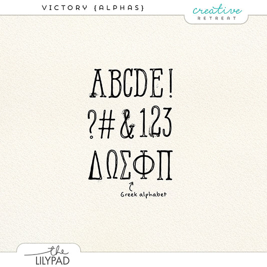 Stamped digital alphabet with uppercase letters, numbers, punctuation, and Greek characters. Perfect for Bible journaling, scripture study, and faith-based digital scrapbooking.
