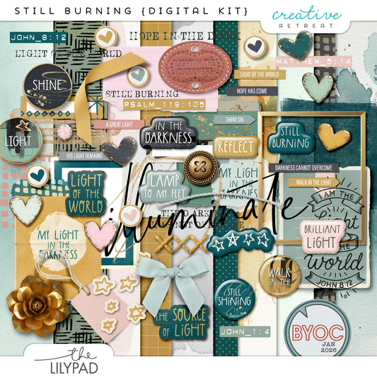 Digital kit, scrapbooking, light of the world, Bible journaling decorative